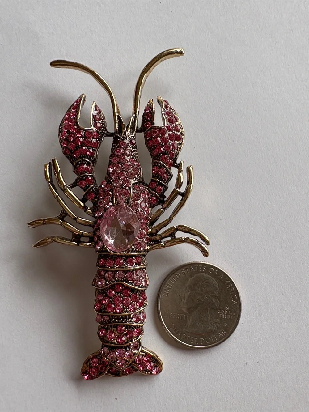 Pink Crystal Lobster Brooch